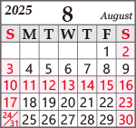 8月営業カレンダー