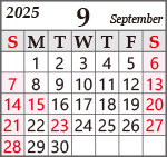 9月営業カレンダー