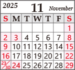 11月営業カレンダー