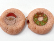 チョコチップ入りのクッキーにインクジェットプリンターでサンタクロースやトナカイの クリスマス柄をダイレクト印刷しました。
